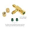 Quick Coupler Access Tee, 1/4'' SAE Valves Core Tee Adapter Brass Refrigerant with Swivel Connector, Air Conditioning Line Repair Tools fit for Gauge Deep Vacuum Pump Manifold #1