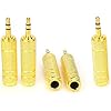 1/4'' to 3.5mm Stereo Headphone Adapter for Audio Connector Cable, 3.5mm(1/8'') Plug Male to 6.35mm (1/4'') Jack Female Stereo Adapter for Headphone, Amp Adapte -5PCS
