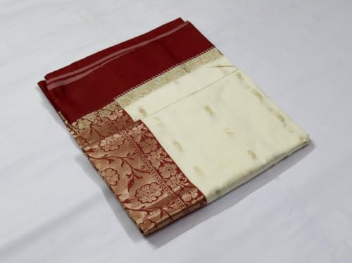 Generic red white and red silk saree – image 2