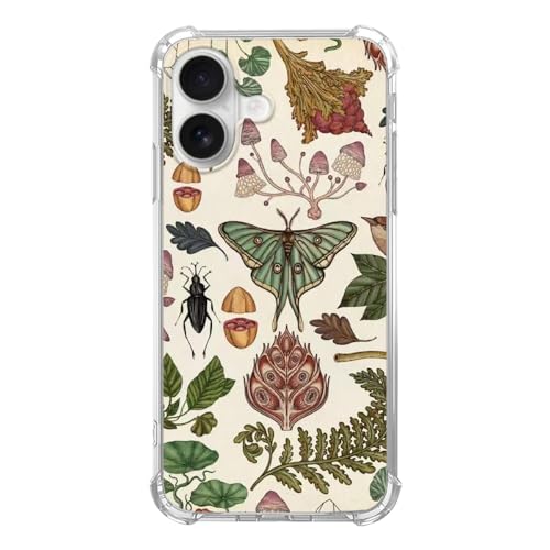 Eurdosmk Mushroom Moth Herb Aesthetic Phone Case Compatible with iPhone