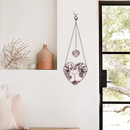 Healing Crystal Tree of Life Ornament Window Hanging Healing Crystal Pendant 7 Chakra Stones Meditation Ornaments Suncatcher Hanging Ornament Bedroom Office Outdoor Decor