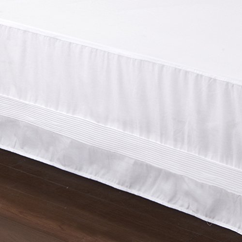 Valea Home Bed Skirt With Stitch On White Dust Ruffle With Split Corners, Durable Elegant Luxury Bedskirt King 14-Inch Tailored Drop #TOP1