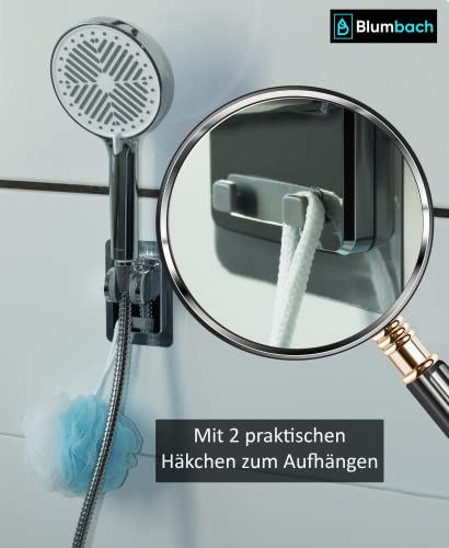 BLUMBACH® Duschkopfhalterung ohne Bohren - DAS ORIGINAL - Duschhalterung kleben statt Bohren - Neigung verstellbar, KU - silber, Duschkopf Halterung, Shower head holder mit extra starkem Klebepad