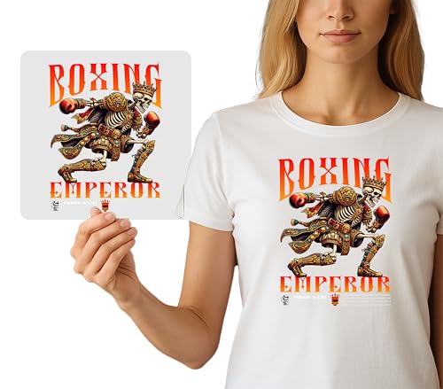 Regal Boxing Emperor Skeleton King DTF Heat Transfer for Custom T-Shirt Apparel | Ready to Press Iron-On Graphic DIY Craft Decal