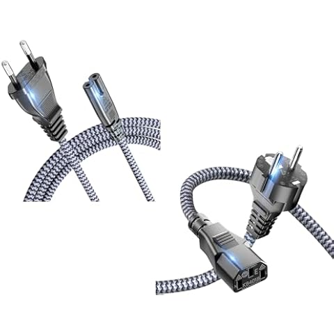 6.6ft AC 2 Prong Power Cord EU Standard + 6.6ft AC 3 Prong Power Cord EU Standard Cover