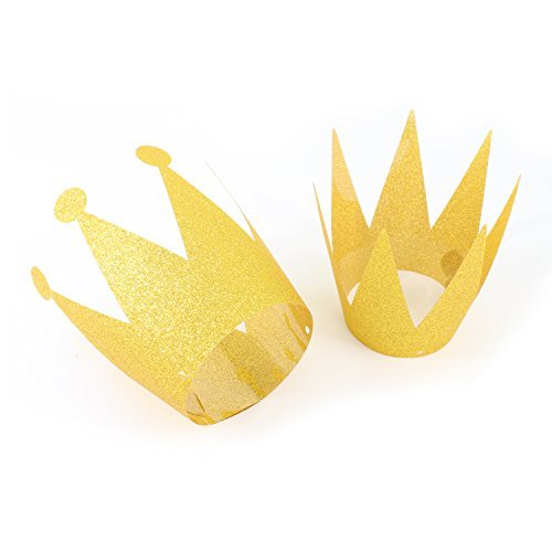 Boieo Party Crowns Gold Glitter Party Crowns Birthday Decorations Party Hats For Kids, 6 Pcs #TOP1