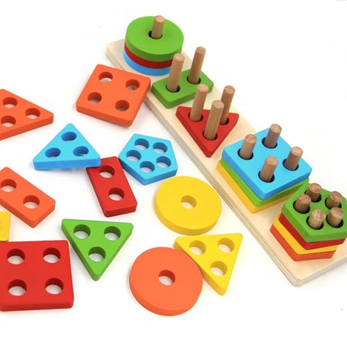 FadyDail Juguetes Montessori 1 Años & 2 3 Años, Juguetes de Madera para Clasificar y Apilar, Regalo Juguetes Niños Juguetes Bebe Juegos Educativos para Niñas Niño Pequeños