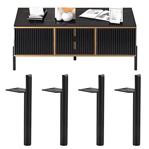 5 inch Furniture Legs Set of 4,Autuwintor Heavy Duty Metal Sofa Leg for Coffee Table,Couch,Dresser,Cabinet Dresser,TV Stand, Cabinet Legs Replacement with Rubber Floor Protectors,L-Shaped (5", Black)