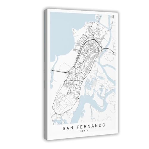 San Fernando Map Print Illustration San Fernando Spain Map Poster Wall Art Gift Unframed Print for Lobby Canvas Wall Art Poster Print Gift Hanging Frame 20" L X 30" W