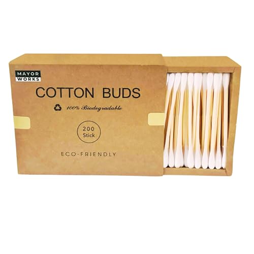 Cotton Buds cotton swabs for ears wooden sticks cotton swabs for makeup removal travel size eco-friendly organic cotton swabs biodegradable cotton swabs for face round tip
