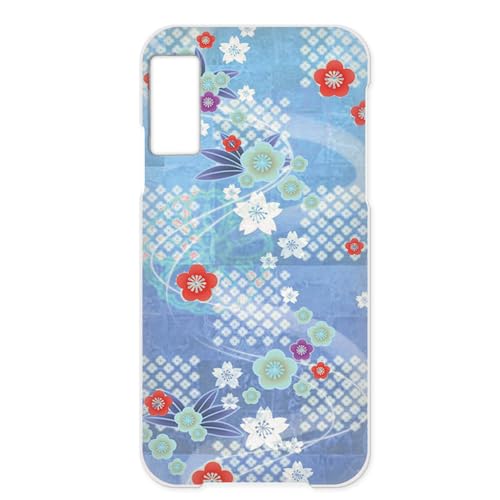 Galaxy A52 5G SC-53B 用 ギャラクシーa52の5Gケース ハードケース けーたい スマホカバー 和柄 千代紙風 花柄 着物柄 和風 ブルー h180a04
