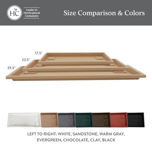 The HC Companies 29.5 Inch Venetian Rectangular Plant Saucer - Indoor Outdoor Plastic Plant Trays for Pots - 29.5"x7.5"x1.3" Warm Gray (2 Pack) by The HC Companies - Image 5