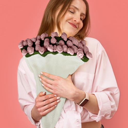 Plaid d'intérieur pour canapé tricoté main avec motif bouquet fleurs - 3