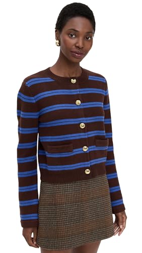 English Factory Women's Striped Gold Button Cardigan