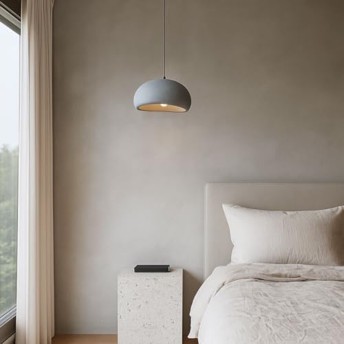 BARCELONA LED Lámpara Colgante Wabi Sabi Gris 30cm E27 Techo Estilo Japonés Nórdico Minimalista Resina Texturizada Luz Cálida Ideal Comedor Salón Dormitorio Oficina Cafetería Escalera Mesilla
