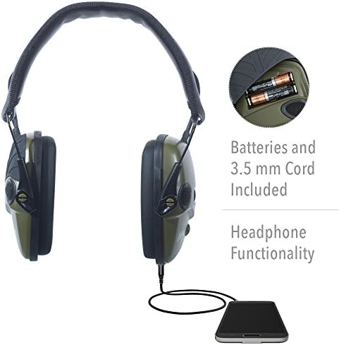 Howard Leight by Honeywell 1013530 Impact Sport Sound Amplification Electronic Shooting Earmuff, Classic Green