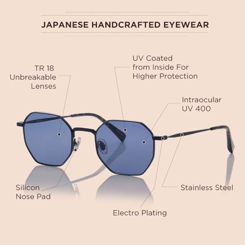 Image of Shisen Fox Sunglasses (OKITA SUN) | Metal Stylish Lightweight Goggles for Men & Women | Sun Glare Glasses Engraved With Filgree Designs