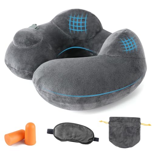 Cosowo ネックピロー 首枕 コンパクト ポンプ式 エアーピロー 飛行機...