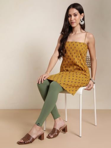 Image of TWIN BIRDS Super Stretchable Cotton Elasthane Fabric Ankle Length Leggings for Women