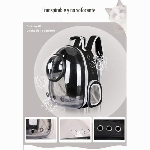 Miniatura 3 de Sipobuy Pet Space Capsule Mochila, Transportador De Gatos Pequeños Y Medianos, Transparente, Transpirable, A Prueba De Calor, Transportador De Mascotas Para Viajes, Senderismo, Caminar, Campamento
