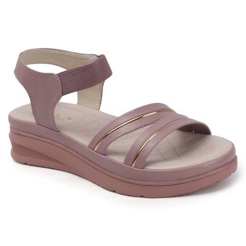 Image of Ladies Hub Stylish Women's Wedge Sandals Platform Heels with Extra Soft Cushioned Footbed, Ankle Strap & Open Toe Style