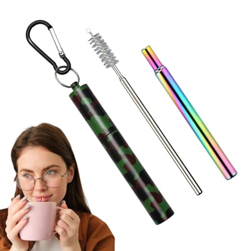 Canudo portátil, canudos reutilizáveis ​​com estojo | Conjunto de canudo telescópico portátil,Palha