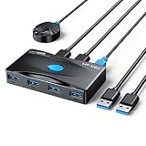 MT-VIKI USB Switch 2 In 4 Out 2PC USB 3.0 Switcher mit 2 USB 3.0 A auf A Kabeln USB-C Stromversorgung Desktop Selektor