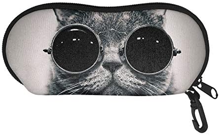 Pizding Glasses Case Sunglasses Case Organizer Soft Case Ultra Light Portable Ployester Zipper Eyeglass Case with Belt Clip Large Gift for Women Men Kids Boys Girls