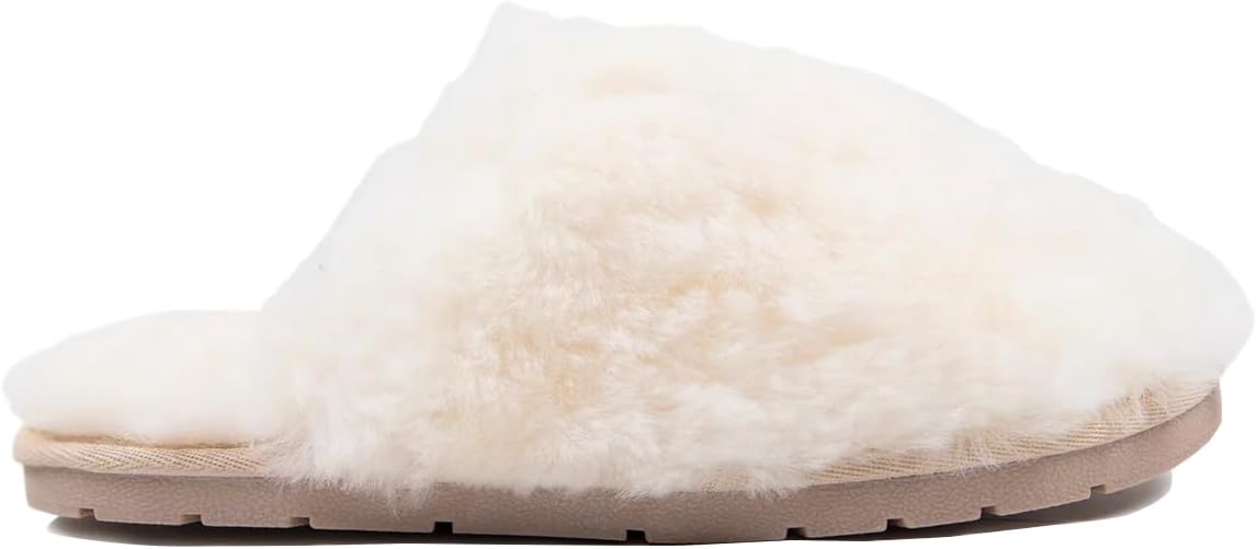 Cloud Nine Sheepskin Furry Tanaya Slippers - Fuzzy Comfy Genuine Sheepskin Bedroom Slippers Warm & Comfortable