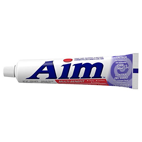 Aim Tartar Control Plus Mouthwash & Whitening Anticavity Fluoride Toothpaste, Cool Mint Gel, 6 Oz (Pack Of 6) #TOP1