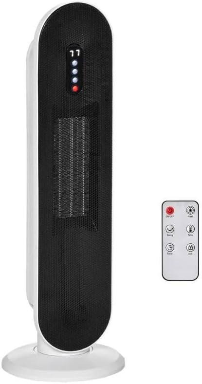 Adjustable Thermostat,Ceramic Tower Indoor Space Heater for Home,24H Timer & Remote Control, Tip-Over and Overheating Safety Protection