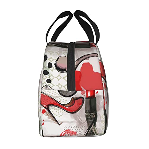 Debou Cosmetic Lipstick Perfume Art Insulated Lunch Bag Cooler Tote Reusable Leakproof Lunch Box Easy Clean For Work Office Picnic Beach Or Travel #TOP3