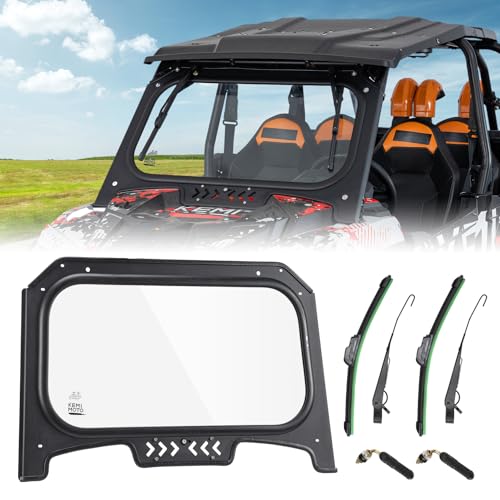 KEMIMOTO 19-23 XP 1000 Glass Windshield with 2 Manual Wipers Scratch Resistant, Compatible with 2019-2023 Polaris RZR XP 1000 / RZR XP Turbo, Vent Front Full Window High Sheerness