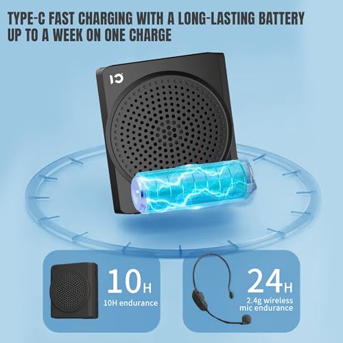 Image of SHIDU S617 Mini Wireless Voice Amplifier with Wireless Headset,16W Speaker, Mute Function, Bluetooth 5.0, AUX Input & Type C Charging Port for Teachers Tour Guides Coaches Classroom Meeting|Black