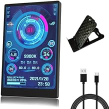 LICAEVEY 3.5in Computer Temp Monitor, Full View Temperature Display, USB Mini Screen for PC CPU RAM, Plug and Play Black