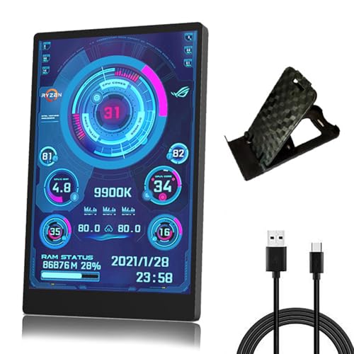 Image of LICAEVEY 3.5in Computer Temp Monitor, Full View Temperature Display, USB Mini Screen for PC CPU RAM, (Black)