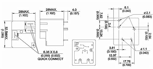 Relé de 4 pines T91-1A-12V-30A de tipo electromecánico para placas de circuito 2