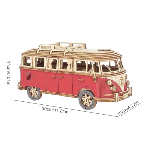 INSDHCCHD Puzzle en Bois 3D for Adultes, Kits De Modèles De Camping-Cars À Construire, Puzzle À Faire Soi-même, Kit De Construction, Cadeaux for Garçons Et Filles 226 Pièces.(Red) – vue 6