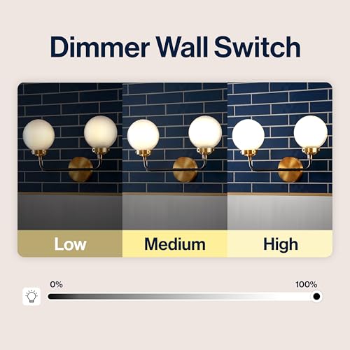 JONATHAN Y 18" Brass Gold/Black/White 2-Light LED Wall Sconce Vanity Lighting, Clear Glass Globe Shade Modern Contemporary Sconce for Bathroom Mirror, Hallway, UL Listed (JYL9057B) by JONATHAN Y - Used condition - Image 4