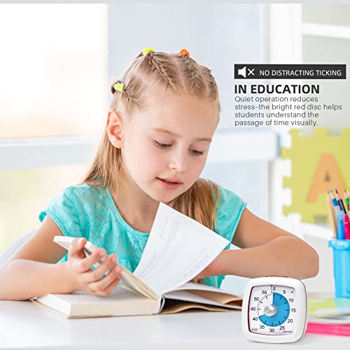 Secura 60-Minute Visual Timer, Silent Study Timer for Kids and Adults, Time Clocks, Time Management Countdown Timer for Teaching (Blue & White) - Thumbnail 5