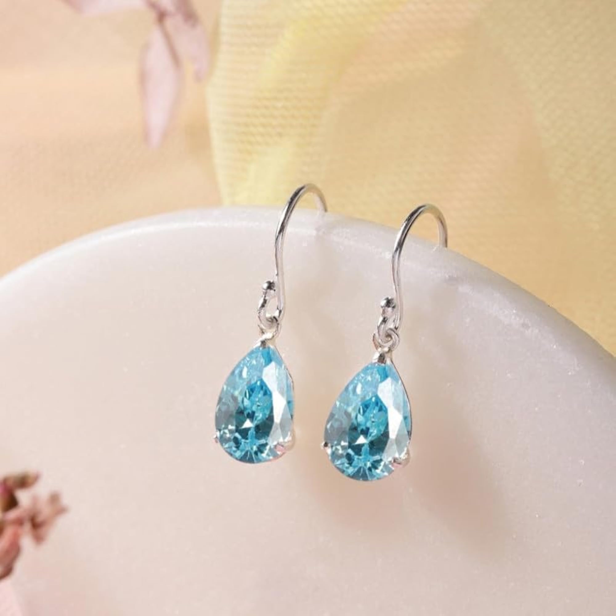 925 Sterling Tear Drop Sapphire Serenade Earrings