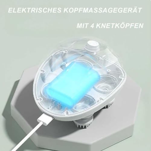 Haustier Massagegerät, Tragbar Katzen Massagegerät, Elektrisches Kopfmassagegerät Mit 4 Knetköpfen, Ipx7 Wasserdicht, Wohltuende Entspannung für Katzen und kurzhaarige Hunde (D)