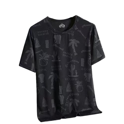 Image of Men's Ice Silk Oversized T Shirts for Summer Sports, Ultra-Breathable Quick-Dry Loose Fit Athletic Tee for Gym Running and Casual Wear, S-3XL (Black, XXXL)