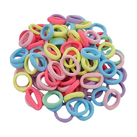FEIFEI'S BOW 100 Mini Multicolor Hair Ponios Endless Elastics Bobbles Bands women girls kids,Ponytail Holders Hair Bands (Spring) Cover