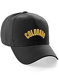 Daxton USA Cities States Baseball Hat Cap Arch Letters, Colorado Black Gold