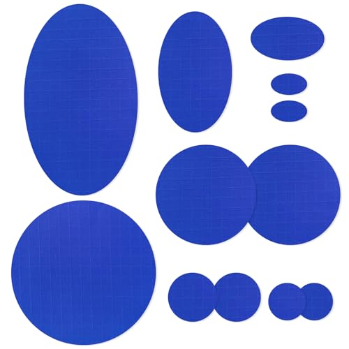 12PCS Down Jacket Repair Patch, Self Adhesive Nylon Fabric Repair Patch Tape for Down Jackets, Coats, Tents Clothing Repair Tape - Royal Blue
