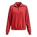 Womens Fall Cashmere Sweater, Cashmere Sweater for Women Oversized Quarter Zip Pullover Top Cozy Mock Neck Long Sleeve Sweaters Fall Winter Clothing Red