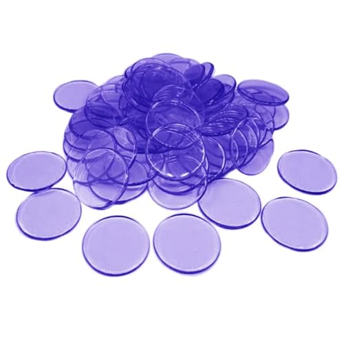 Suojim Plastic Poker Chips 500pcs Plastic Learning Counters Disks Bingo Chip Counting Discs Markers for Math Practice and Poker Chips Game Tokens(Clear Purple)
