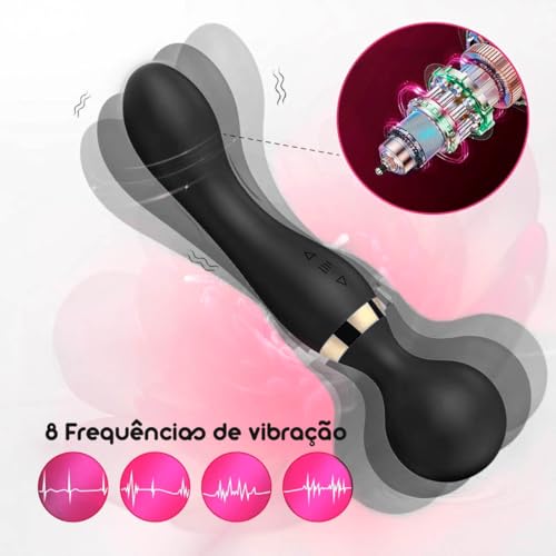 Massageador Vibrador Elétrico Ponta Dupla com 8 Frequências Massageador Elétrico Profissional Recarr