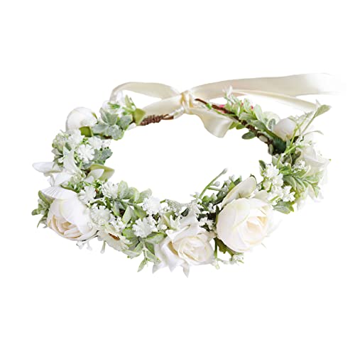 Vivivalue Fairy Flower Crown White Floral Headband Elf Headpiece for Women